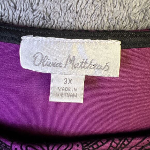 Olivia Mathews Plus Size 3X Purple and Black Dress Stylish Modern Cut Women's - Picture 3 of 10